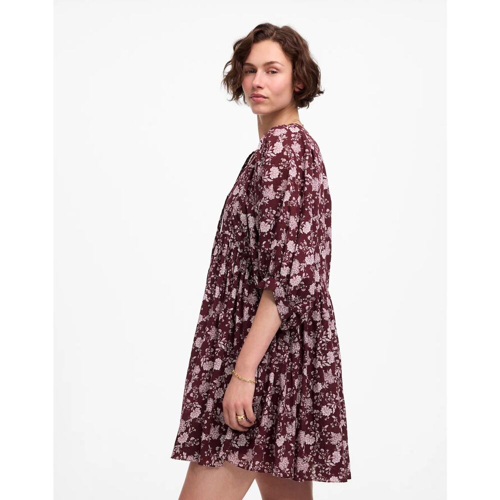 NWT Madewell Splitneck Puff-Sleeve Dress in Floral Size XS - Picture 3 of 4